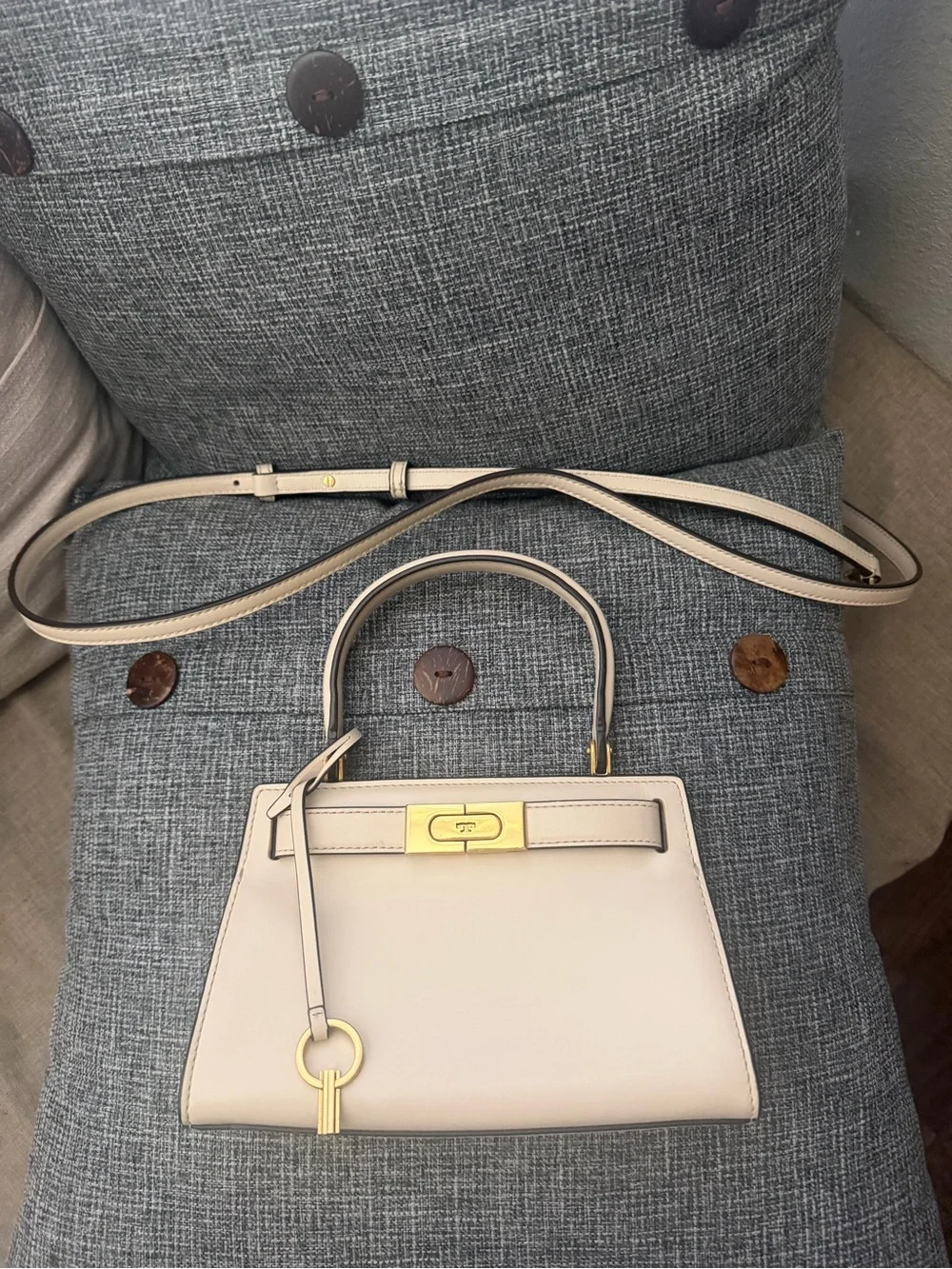 Tory Burch Leather Lee Radziwill Petite Leather Top-Handle Crossbody Bag